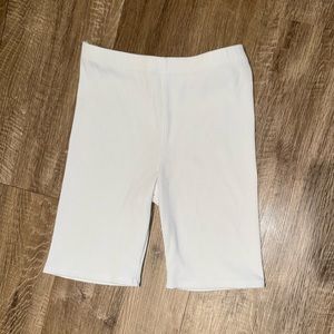 Fashion Nova White Ribbed Biker Shorts